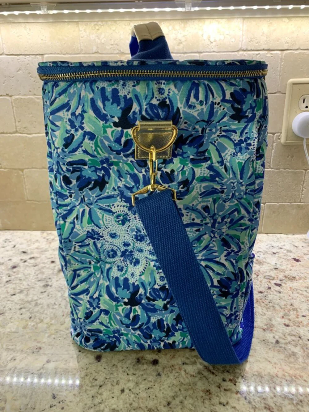 Lilly Pulitzer Insulated Cooler Wine Carrier Bag Blue NWT